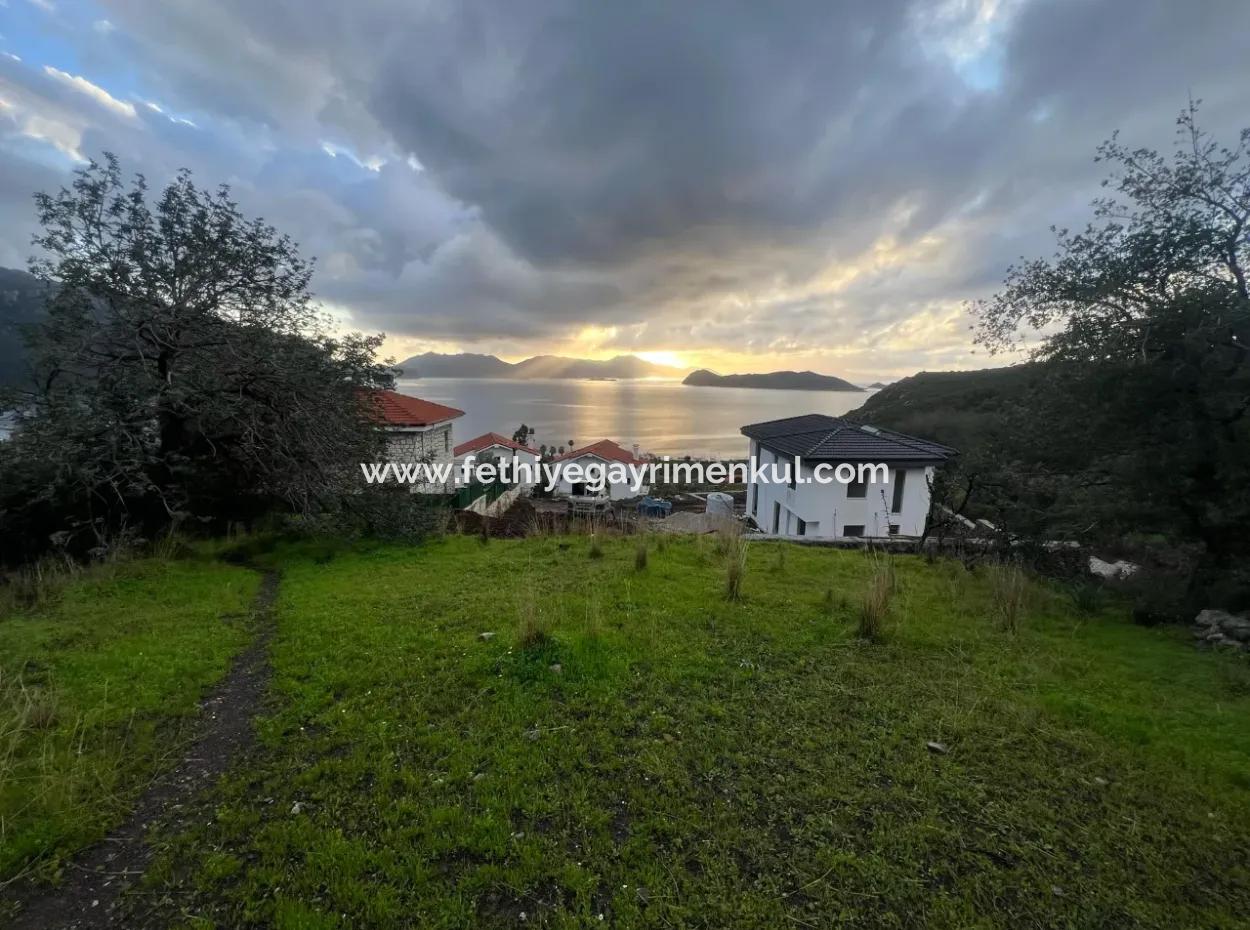 800M2 Grundstück Zum Verkauf Im Dorf Marmaris Söğüt Mit Meerblick 2 Villen Zoniert Oder Für Den Hotelbau Geeignet