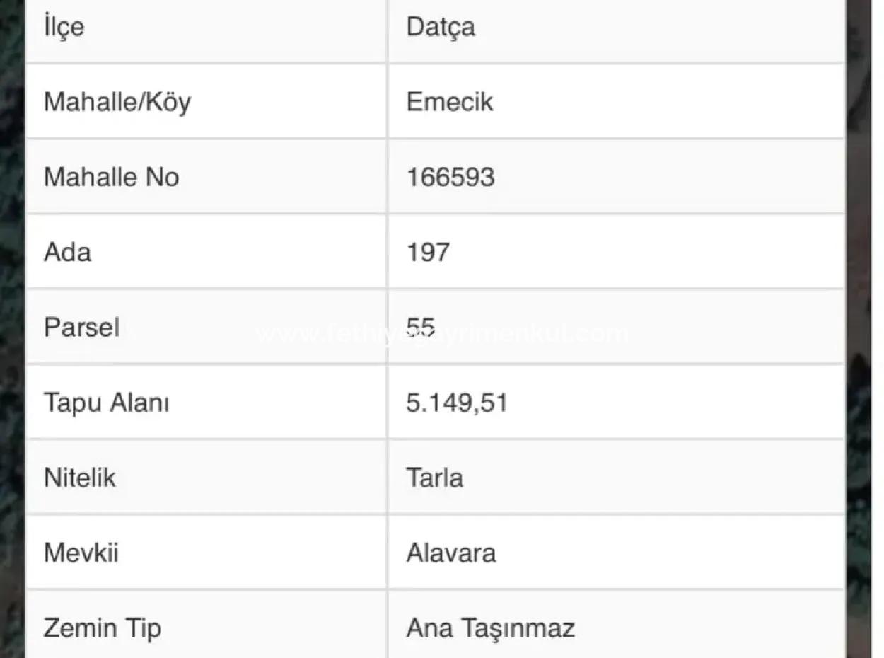 Grundstück Zum Verkauf Im Viertel Avlana Des Bezirks Datca In Der Nähe Des Meeres Von 5200M2, Geeignet Für Investitionen