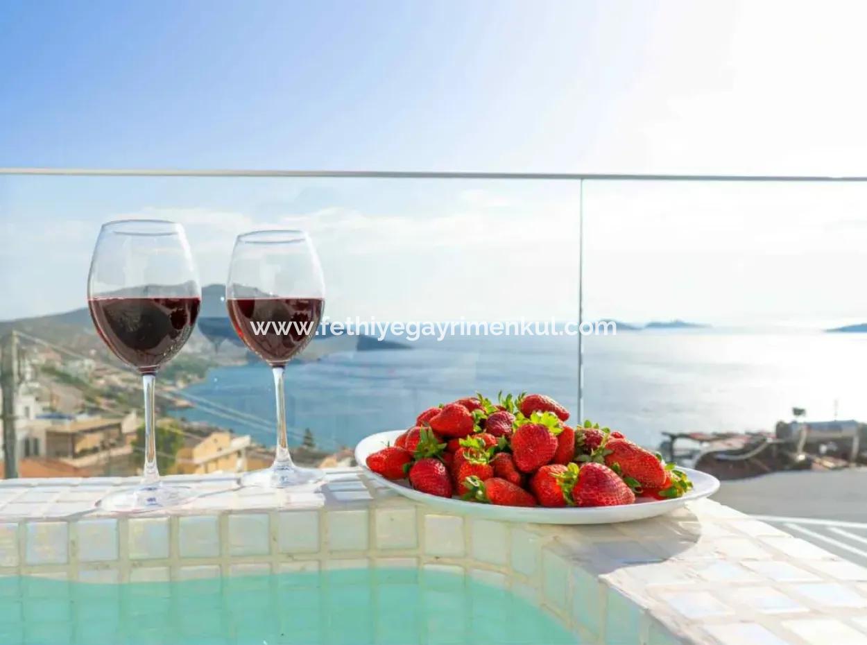 A Detached Villa For Sale With A Magnificent Sea View Swimming Pool In Kalkan Is A Custom-Made Villa